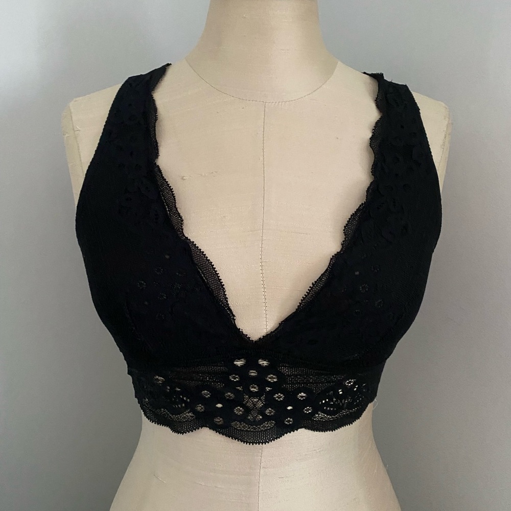 Aerie Black Lace Plunge Bralette